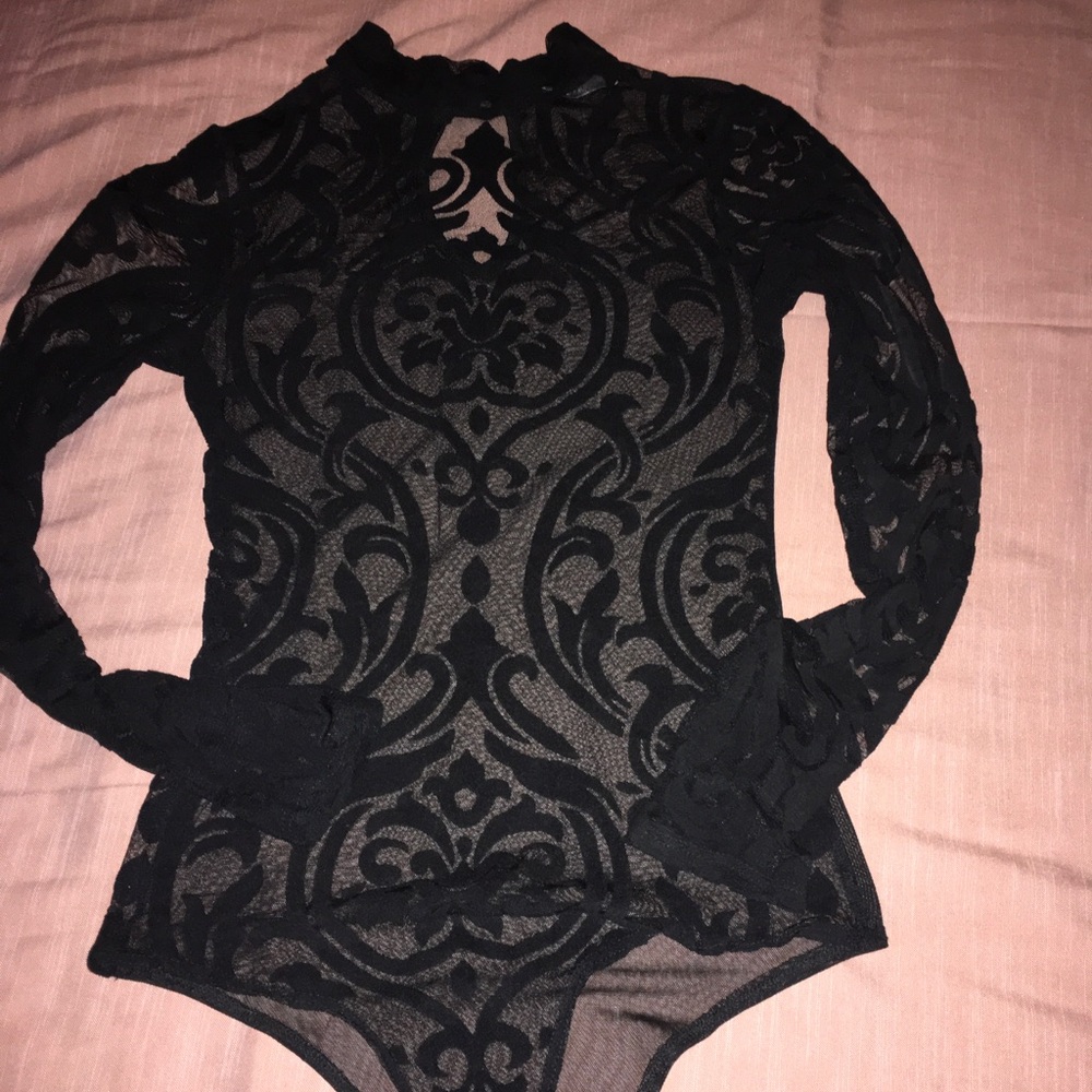 A3 design black sheer bodysuit
